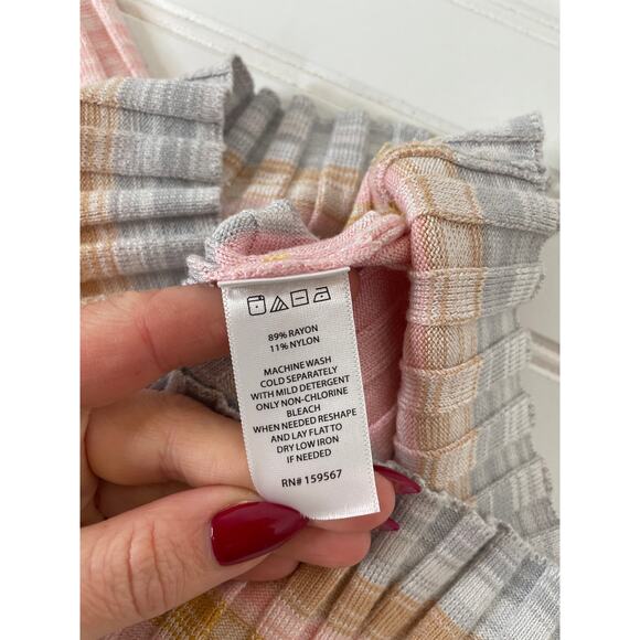 Willow & Wind Striped Multi Color Knit Long Sleeve Henley Sweater Dress Size S - Picture 5 of 6